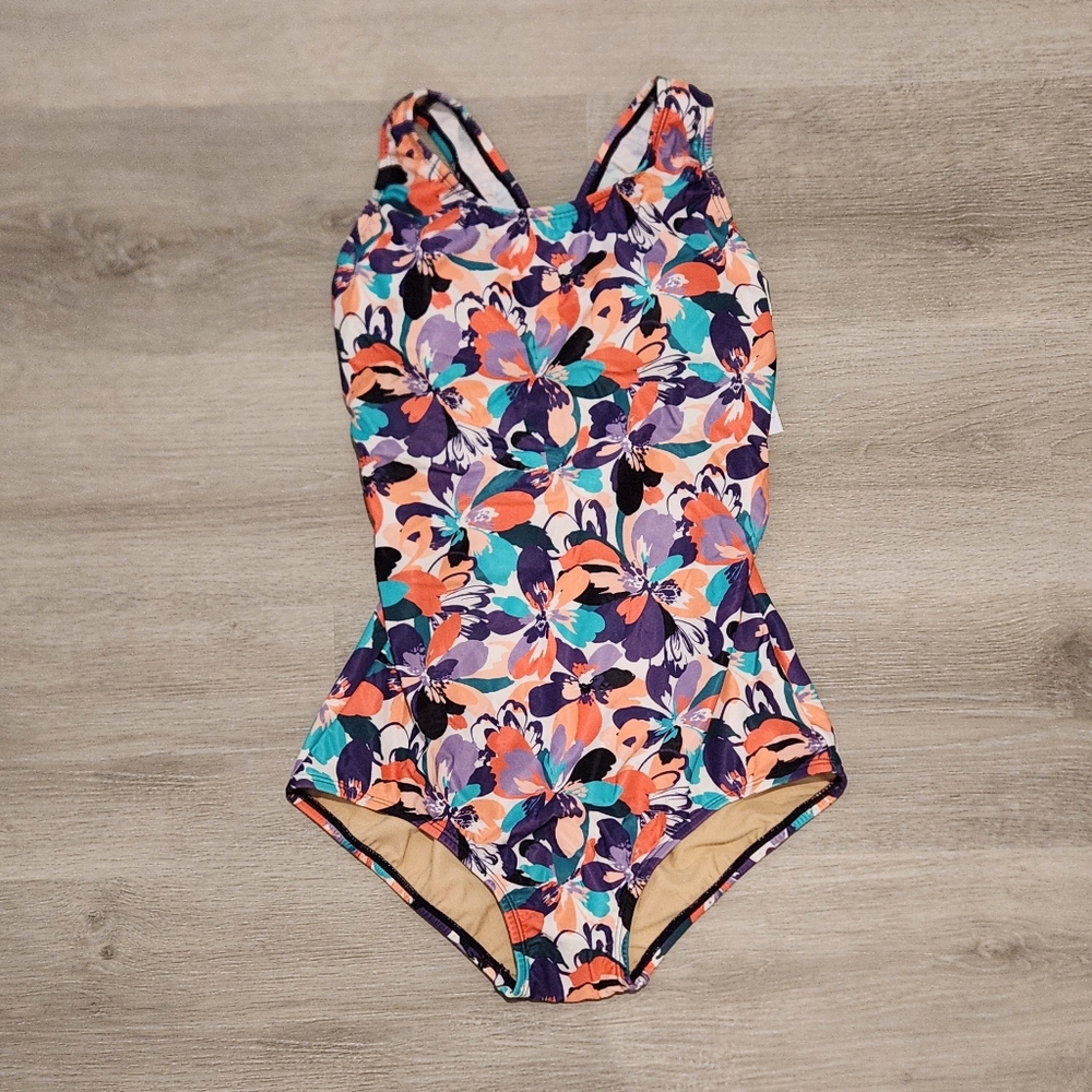 Dolfin Swimwear Women's Aquashape Printed Conservative One Piece: Bonita Bloom - Picture 3 of 5